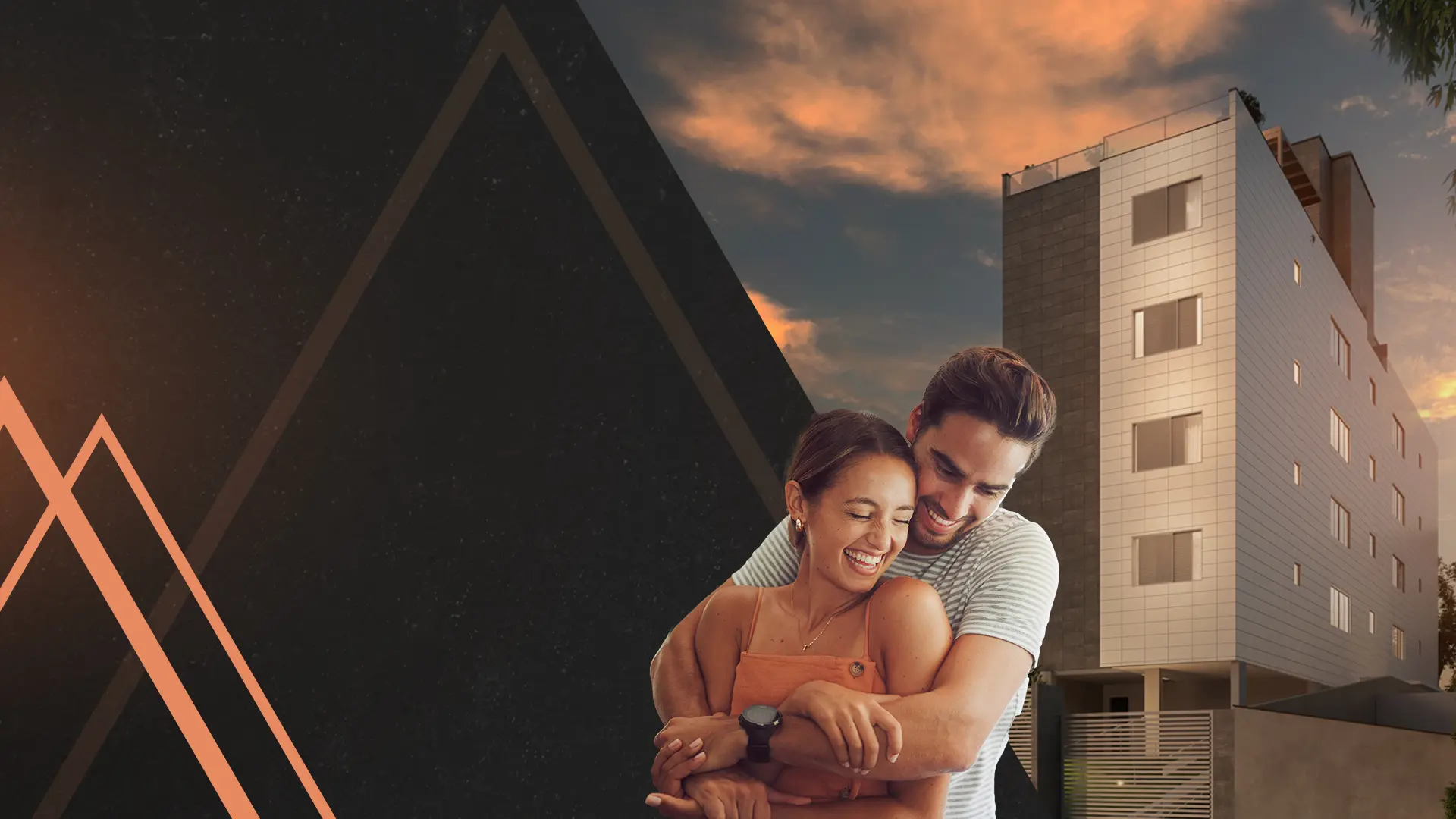 Casal e fachada do Griseo Residence